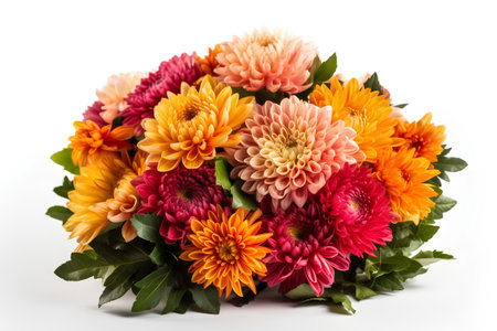 Colorful chrysanthemum flowers bouquet isolated on white background.の素材