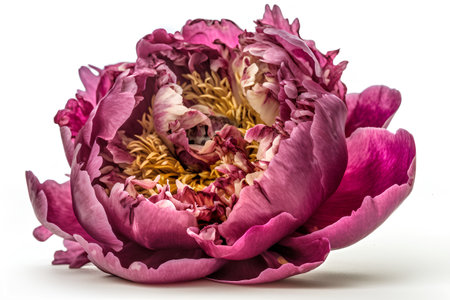 One pink peony flower isolated on white background cutout. Clipping pathの素材