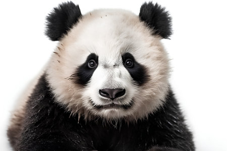 Portrait of a giant panda isolated on a white background.の素材