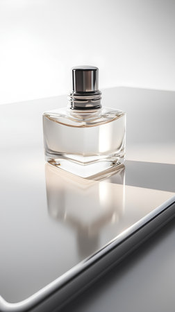 Bottle of perfume on a white background. 3d rendering.の素材