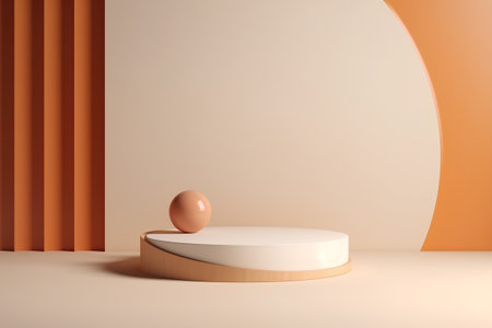 3d render of minimal geometric forms, podium for product presentation.の素材