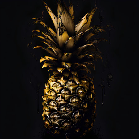 Pineapple on a black background. 3d rendering, 3d illustration.の素材