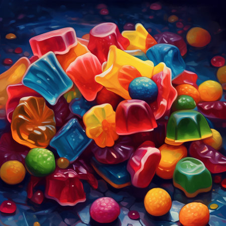 Colorful candies background. 3d rendering, 3d illustration.の素材