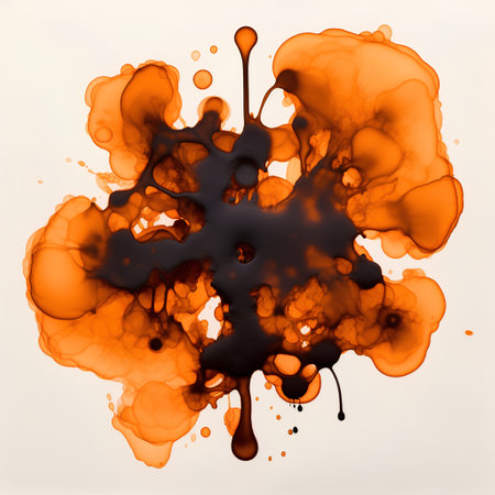 abstract orange ink splash isolated on white background. 3d renderingの素材