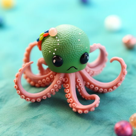 creative octopus made of plasticine, closeup of photoの素材