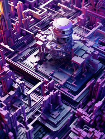3d rendering of abstract technology background with circuit board and cpu.の素材