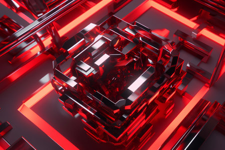 Abstract 3d rendering of chaotic geometric shapes. Futuristic background.の素材