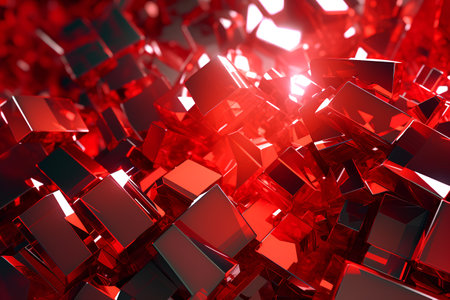 Red abstract background with cubes. 3d rendering, 3d illustration.の素材
