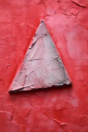 Triangle on the wall with red paint. Abstract background for design.の素材