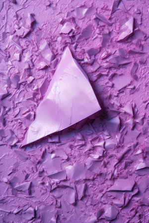 Purple background with a piece of paper in the shape of a pyramidの素材