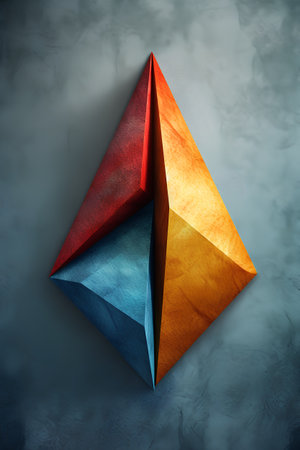 Colorful abstract origami paper plane on textured background. 3D renderingの素材