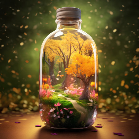 Tree in a glass jar. 3D illustration. Nature concept.の素材