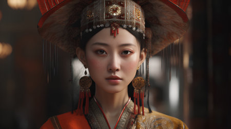 Portrait of a beautiful asian woman in traditional thai costumeの素材