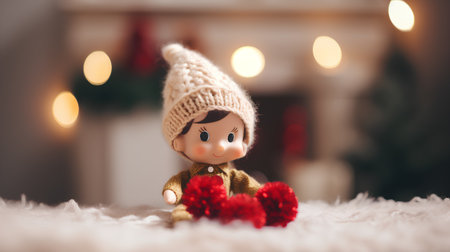 Christmas decoration with a doll in the form of a snowman.の素材