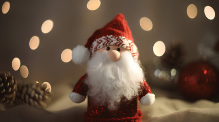 Christmas and New Year background with Santa Claus doll and bokeh lightsの素材