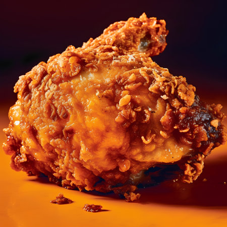 Crispy fried chicken on a black background. Toned.の素材