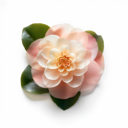 Camellia flower isolated on white background with clipping path.の素材