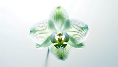 Beautiful green orchid flower on white background. Close-up.の素材