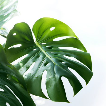 Monstera deliciosa plant on white background, close up.の素材