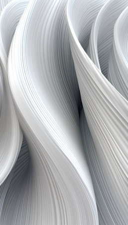 3d rendering of abstract background with smooth wavy lines in white colorsの素材