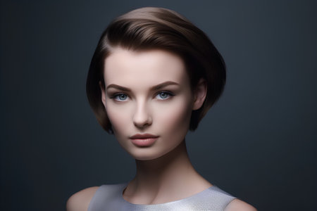 Portrait of beautiful young woman with professional make-up and hairstyleの素材