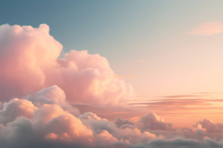 Beautiful sunset sky background with tiny clouds. 3d render illustrationの素材