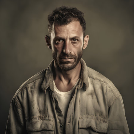 Portrait of a handsome man with beard and mustache, studio shotの素材