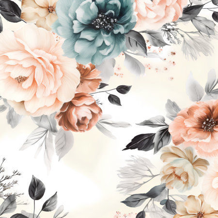 Seamless pattern with watercolor flowers. Hand-drawn illustration.の素材