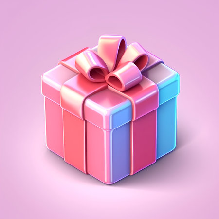 Pink gift box with a bow on a pink background. 3d renderingの素材