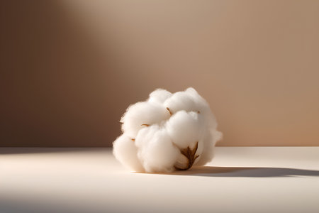 Cotton flower on a beige background. 3d rendering.の素材