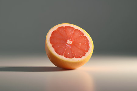 Grapefruit on a gray background. 3d illustration. Mock upの素材