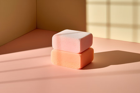 3d rendering of orange sponge for washing dishes in the room.の素材