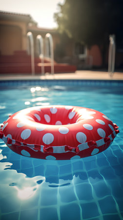 Inflatable ring floating in the swimming pool. 3d renderingの素材