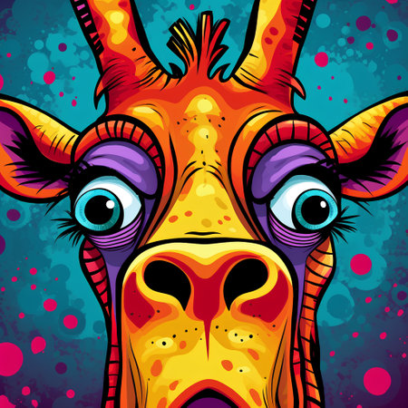 Giraffe head on colorful grunge background. Vector illustration.の素材