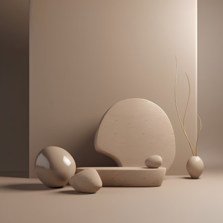 3d render of abstract minimal geometric forms, podium for product display.の素材