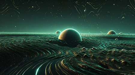 Fantasy alien planet. Digital art. 3D rendering. Computer generated image.の素材