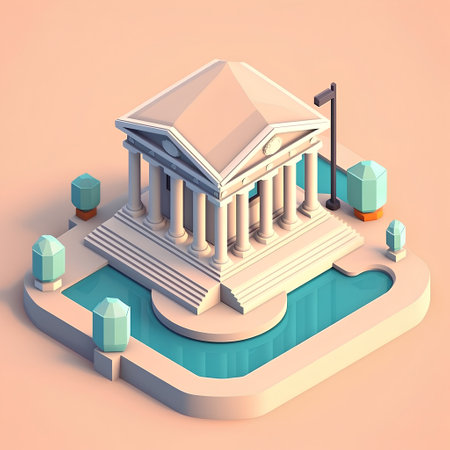 Bank building in isometric view. 3D isometric vector illustration.の素材