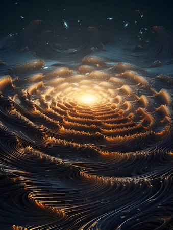 Abstract fractal. Fractal art background for creative design. Decoration for wallpaper, desktop, poster, cover booklet. Print for clothes, t-shirt. Creative illustration for designの素材