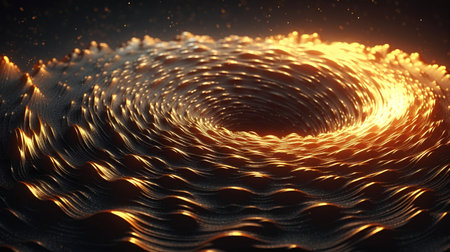 3d rendering of abstract fractal background. Beautiful wavy surface with glowing particlesの素材