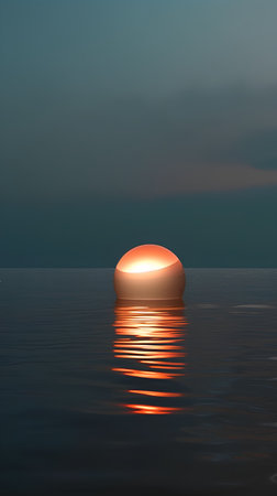 Sunrise in the sea. 3d render. Sunset over sea.の素材