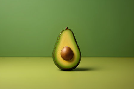 Avocado on a green background. Minimalistic style. 3d renderの素材