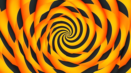 Black and orange hypnotic spiral background. Vector illustration. Eps 10.の素材