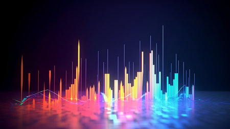 abstract background with glowing candlestick chart. 3d renderingの素材