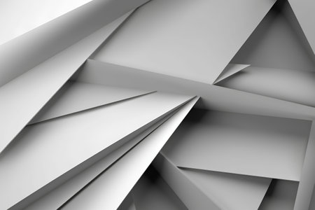 Abstract geometric background with folded paper sheets. 3d render illustration.の素材