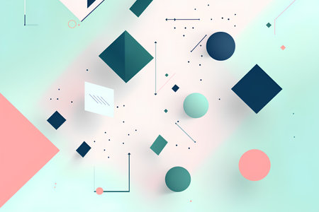 Abstract geometric background. Vector illustration. Blue, green and pink colors.の素材
