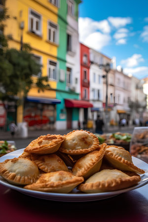 Traditional empanadas on the street of Seville, Andalusia, Spainの素材
