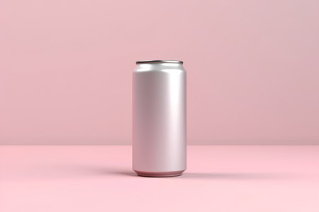 Aluminum can mockup on a pink background. 3d renderingの素材