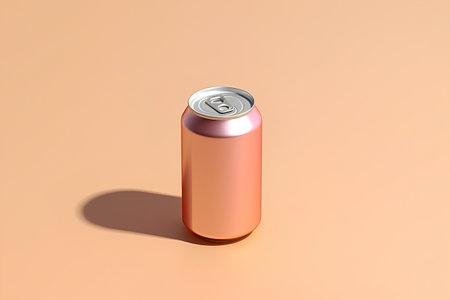 Aluminum soda can on orange background. 3d render illustration.の素材