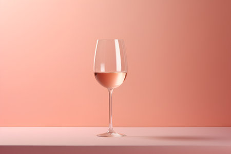 Glass of rose wine on pink background. 3d render illustration.の素材