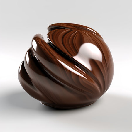 Chocolate ball on a white background. 3d rendering. Computer digital drawing.の素材